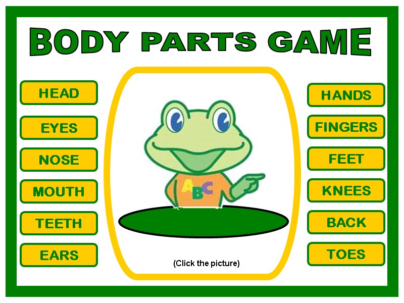 BODY PARTS GAME HEAD EYES NOSE MOUTH TEETH EARS HANDS FINGERS FEET KNEES BACK